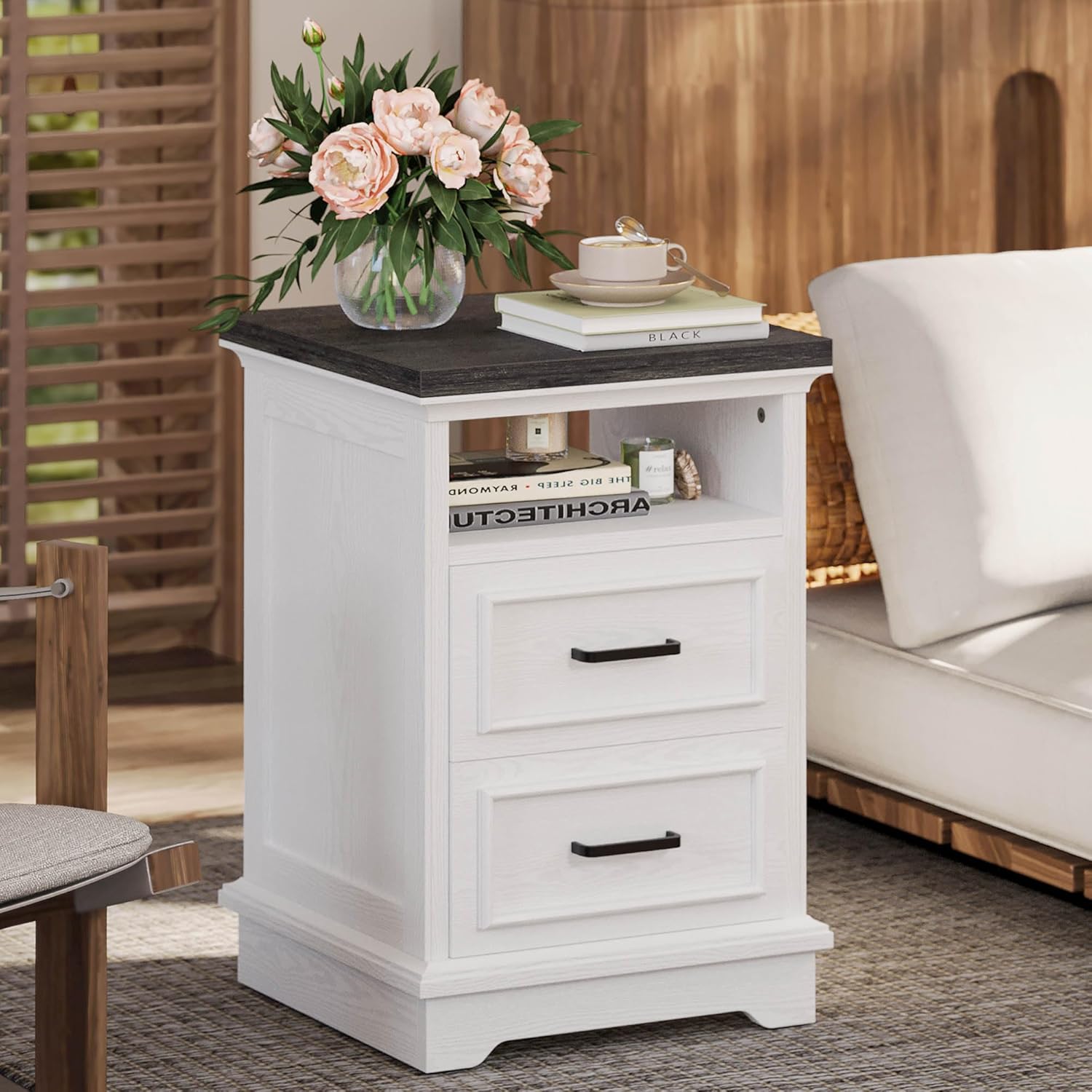LIKIMIO Rustic Wood Nightstand