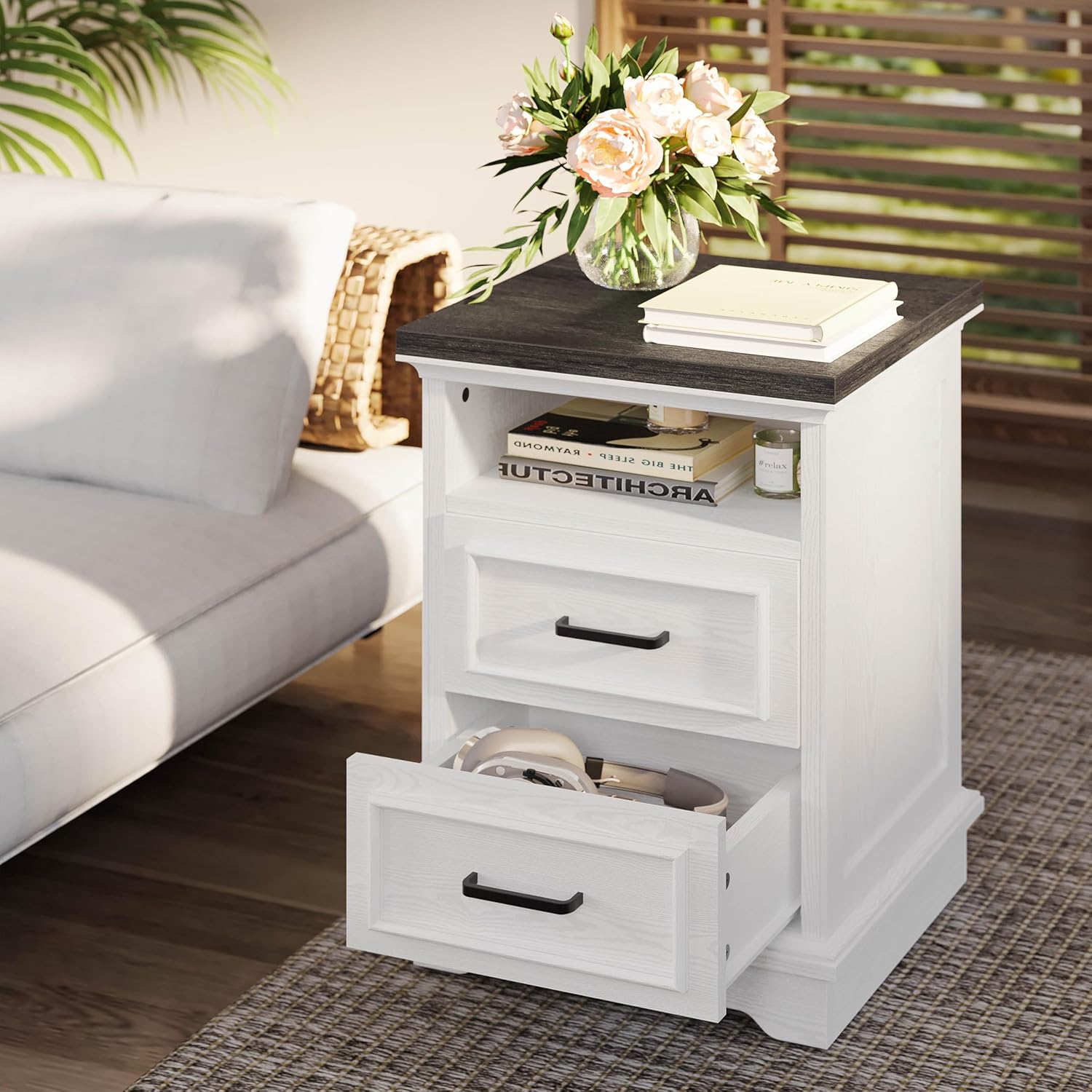 LIKIMIO Rustic Wood Nightstand