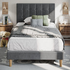 LIKIMIO Velvet Upholstered Bed Frame