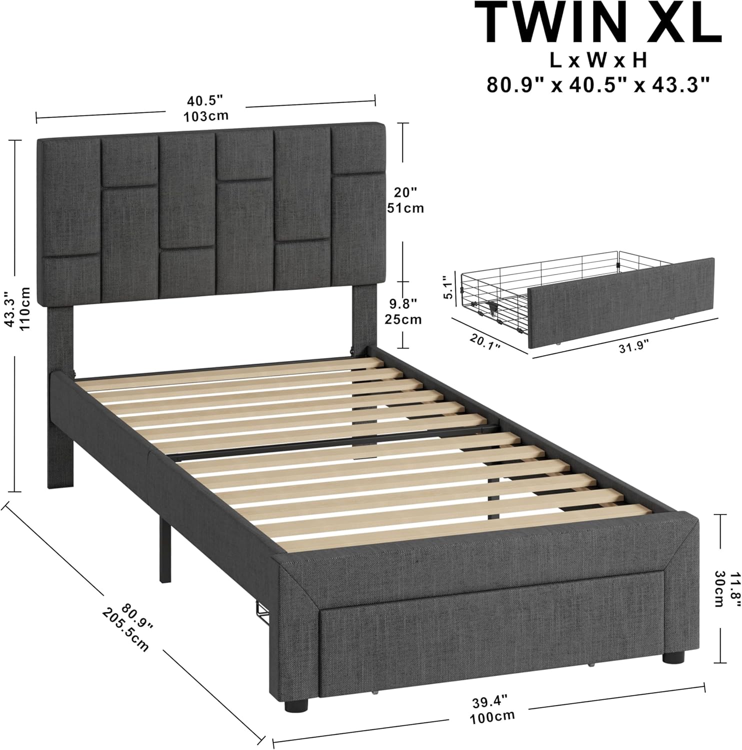 LIKIMIO Storage Bed Frame