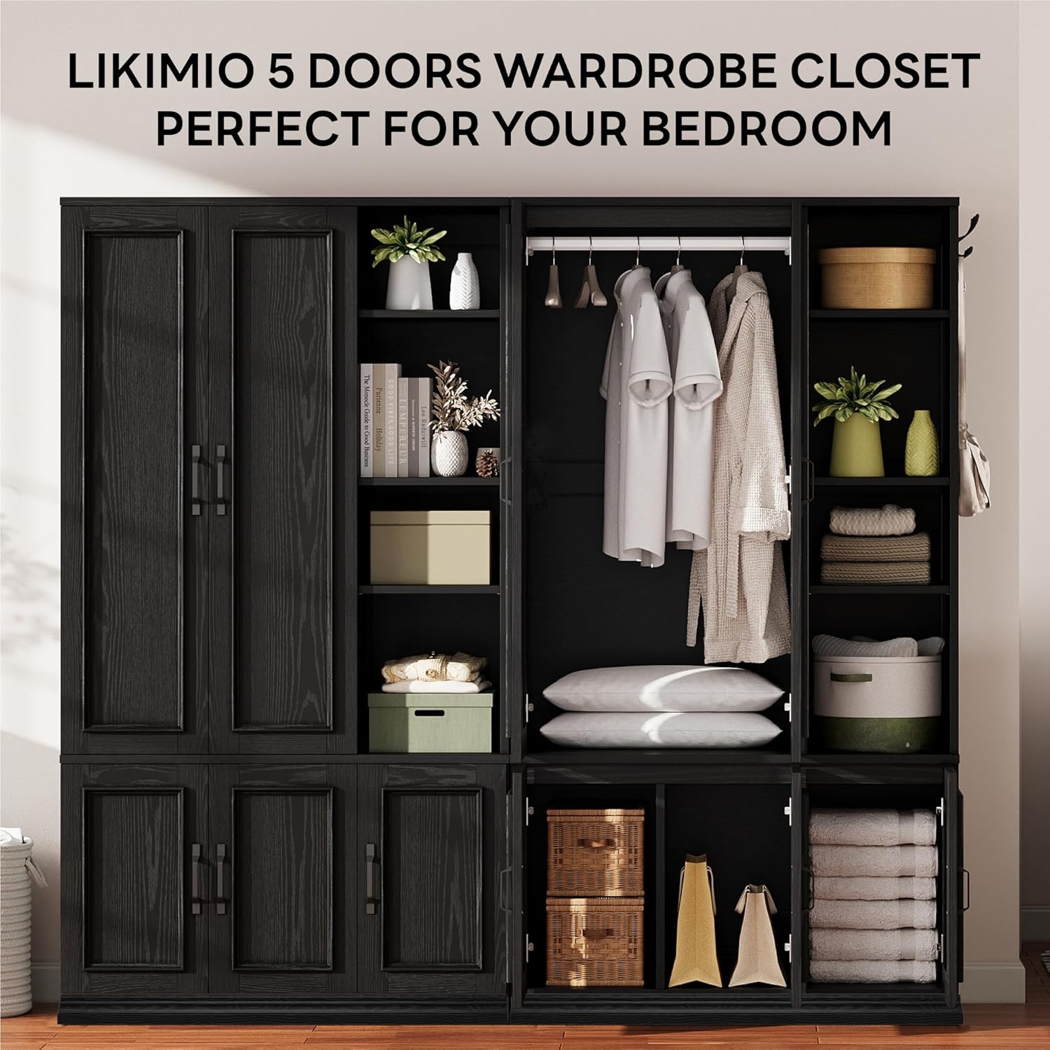 LIKIMIO Armoire Wooden Wardrobe Closet (70")