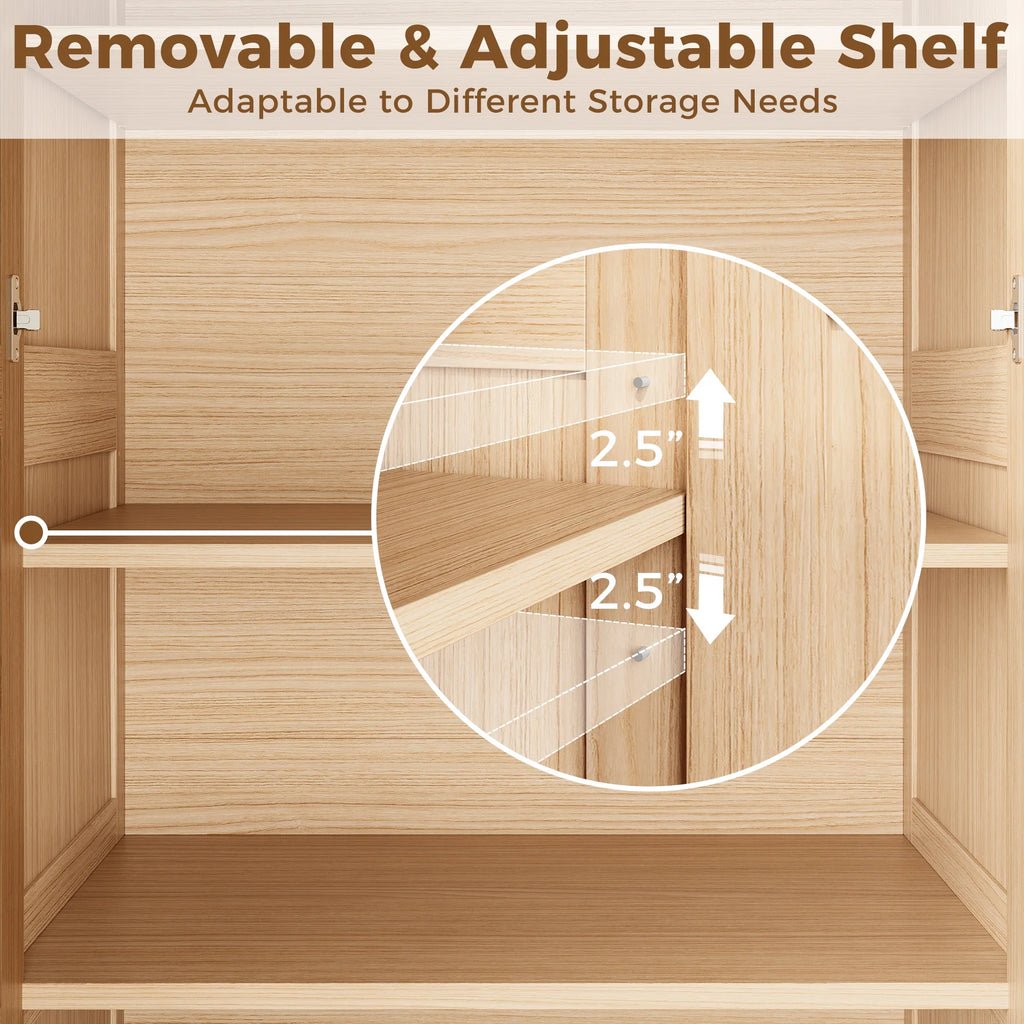 LIKIMIO Rattan Cabinet Door Wardrobe（65“）