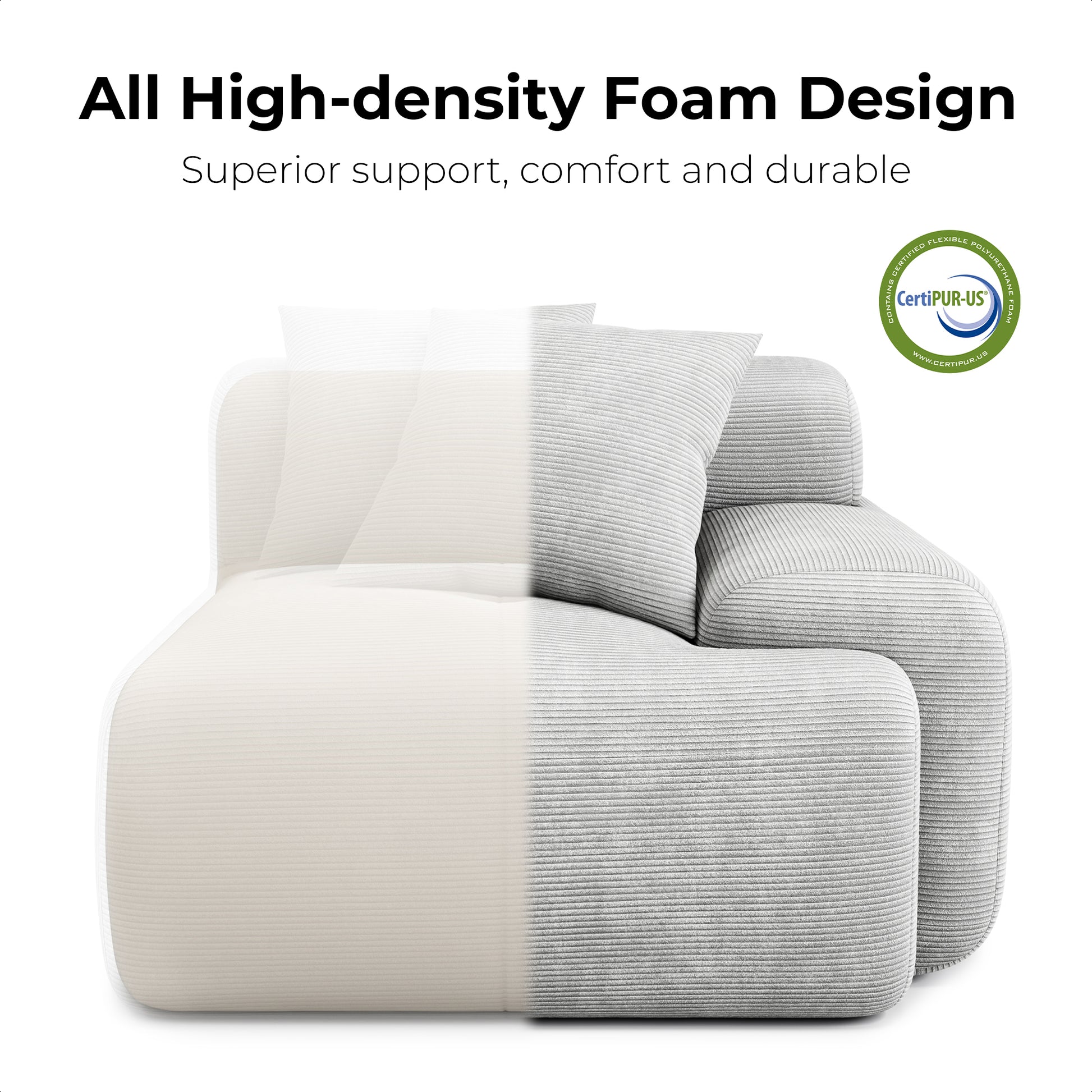 LIKIMIO 118" L-Shape Modern Modular Sofa