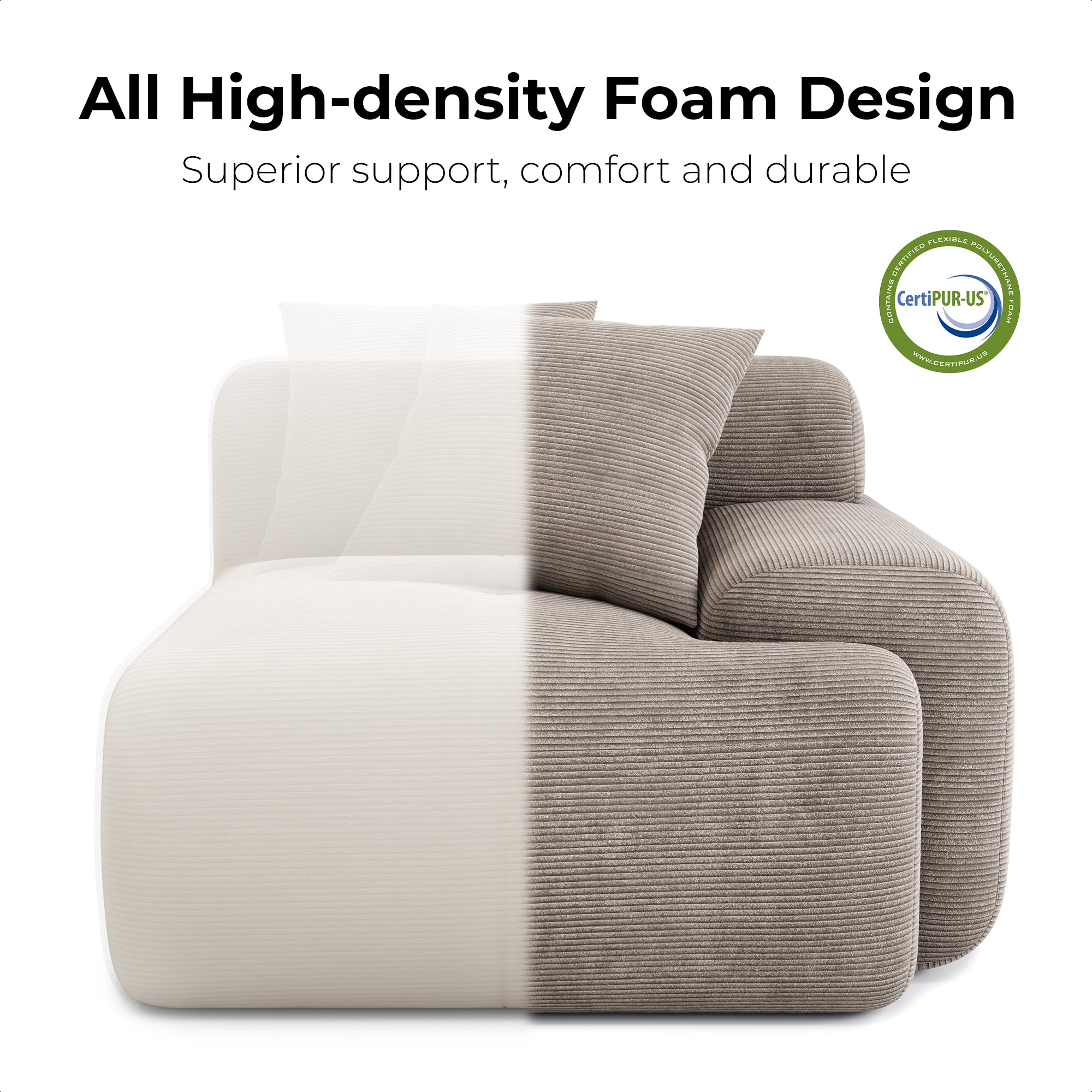 LIKIMIO 118" L-Shape Modern Modular Sofa