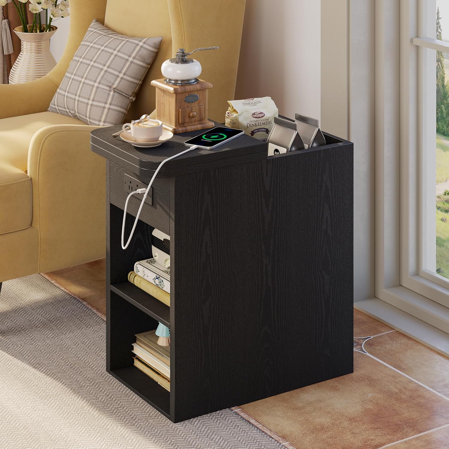 LIKIMIO Flip-Top Storage Side Table