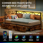 LIKIMIO Industrial Brown Storage Corner Bed