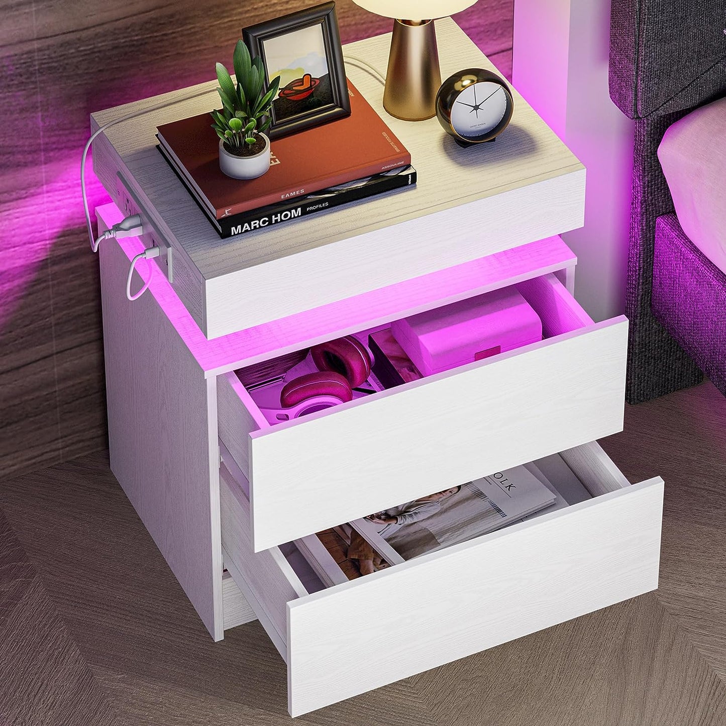 LED Night Stand with Charging Station