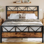 LIKIMIO High Industrial Style Headboard Bed Frame