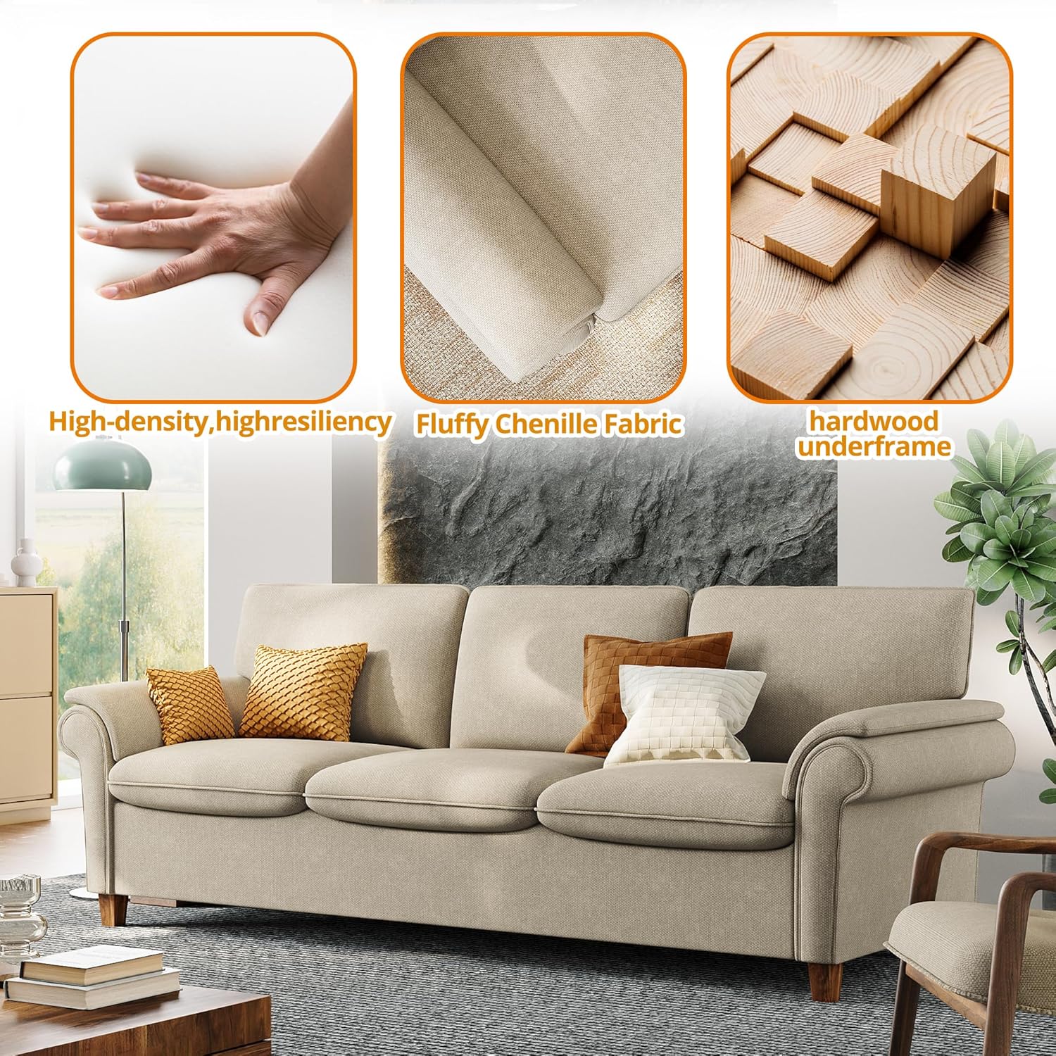 LIKIMIO 89" USB Extra Deep Sofa