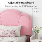 LIKIMIO Upholstered Twin Beds with Lamb Velvet 800LBS Sturdy, Pink