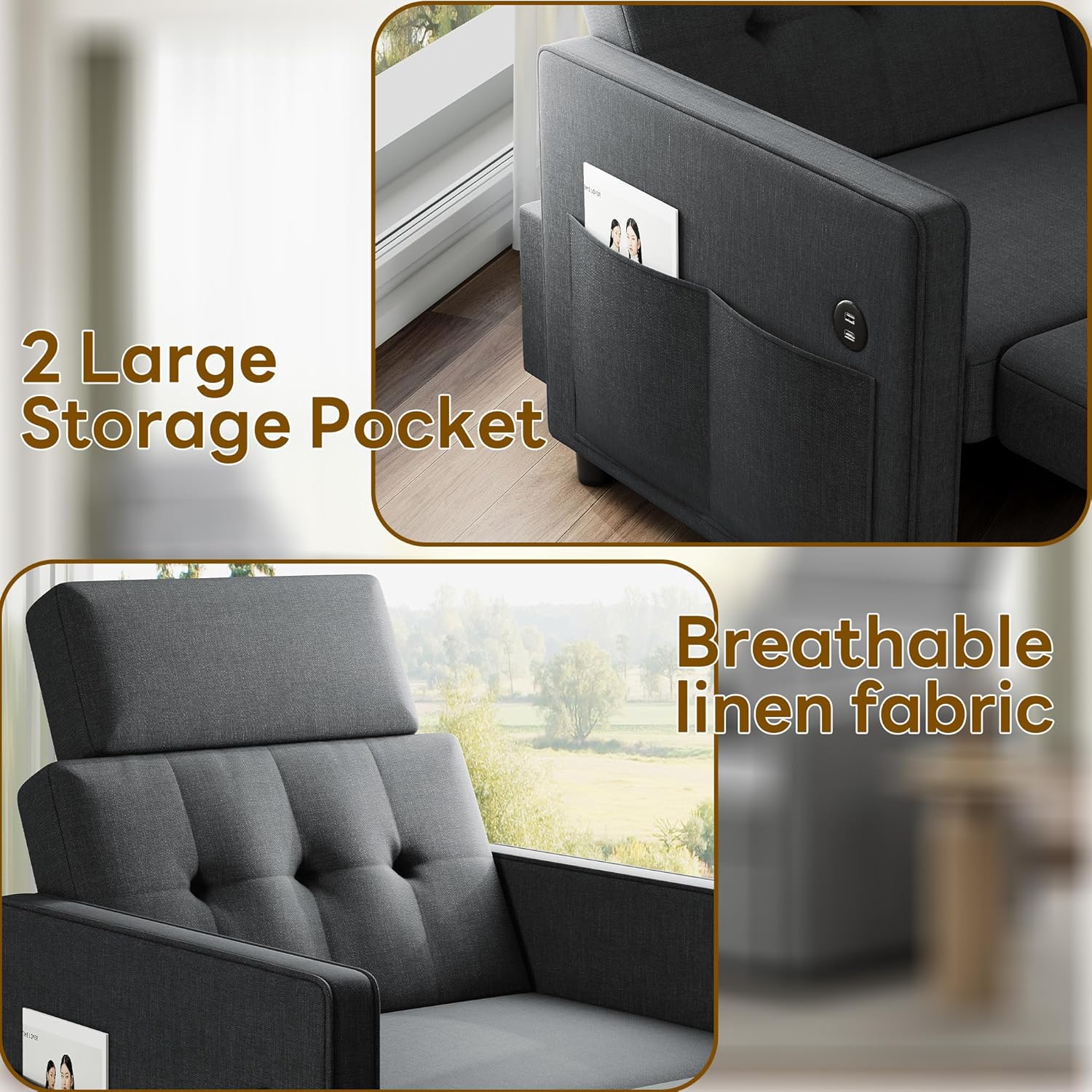 LIKIMIO 3-in-1 Sleeper Sofa Bed
