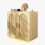 LIKIMIO Rattan Storage Cabinet with with 2 Doors and Adjustable Shelves for Kitchen, Natural