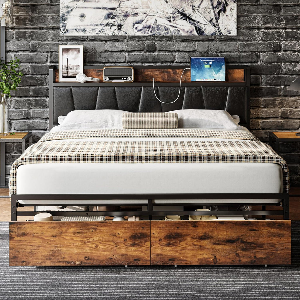 LIKIMIO Charging Storage Bed Frame