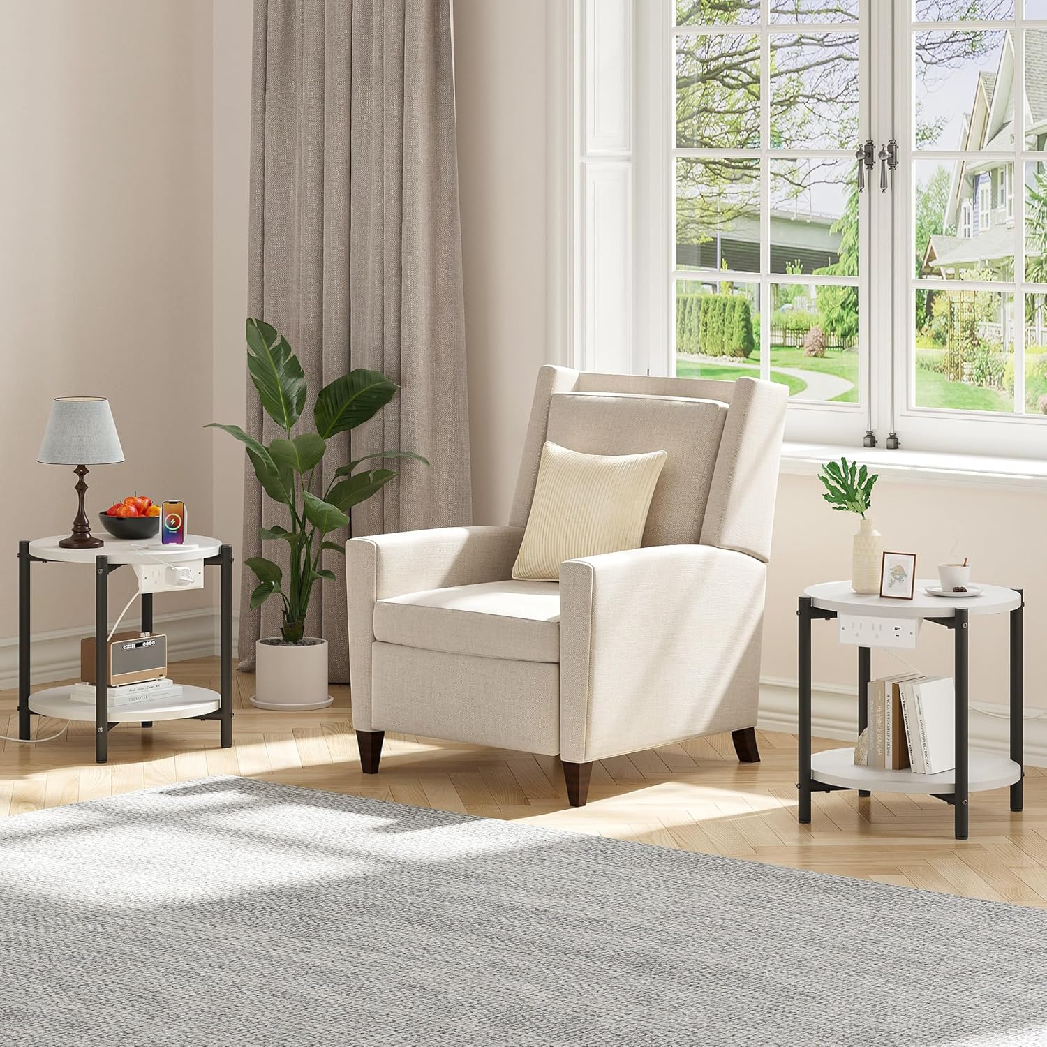 LIKIMIO 2-Tier Round End Table （15.8“）