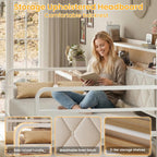 LIKIMIO Twin Daybed with Trundle,  LED Lights & Charging Station, White