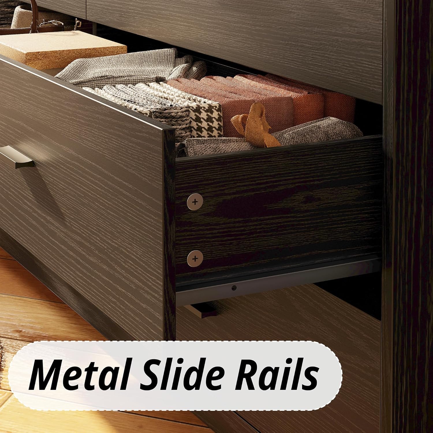 LIKIMIO LED & Power Strip Dresser 6-Drawer (59")