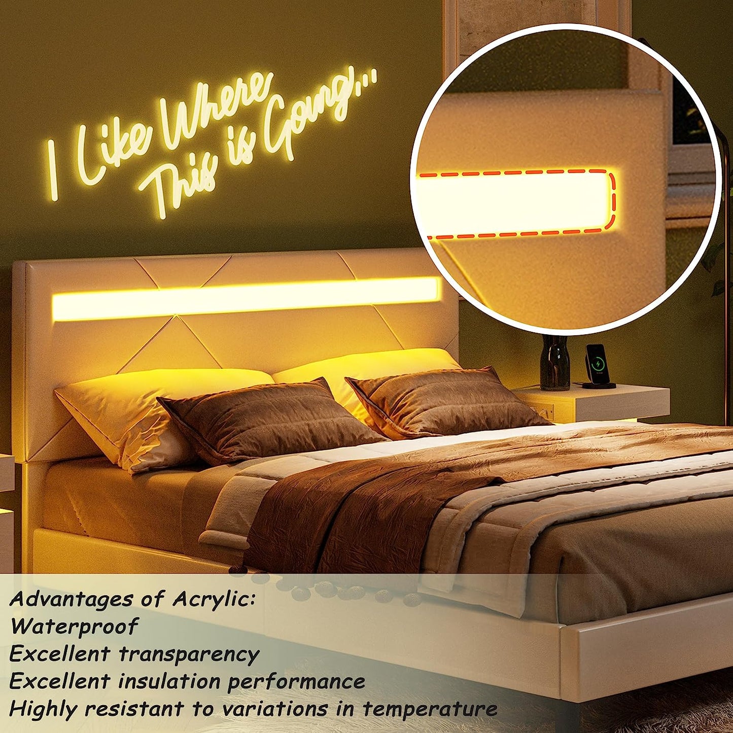 LED Modern Queen Bed Frame