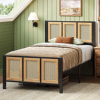 LIKIMIO Queen Bed Frame with Headboard, Wood Camas Queen with Strong Metal Slats Support