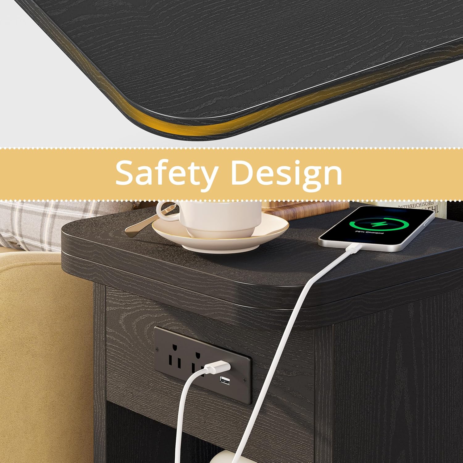 LIKIMIO Flip-Top Storage Side Table