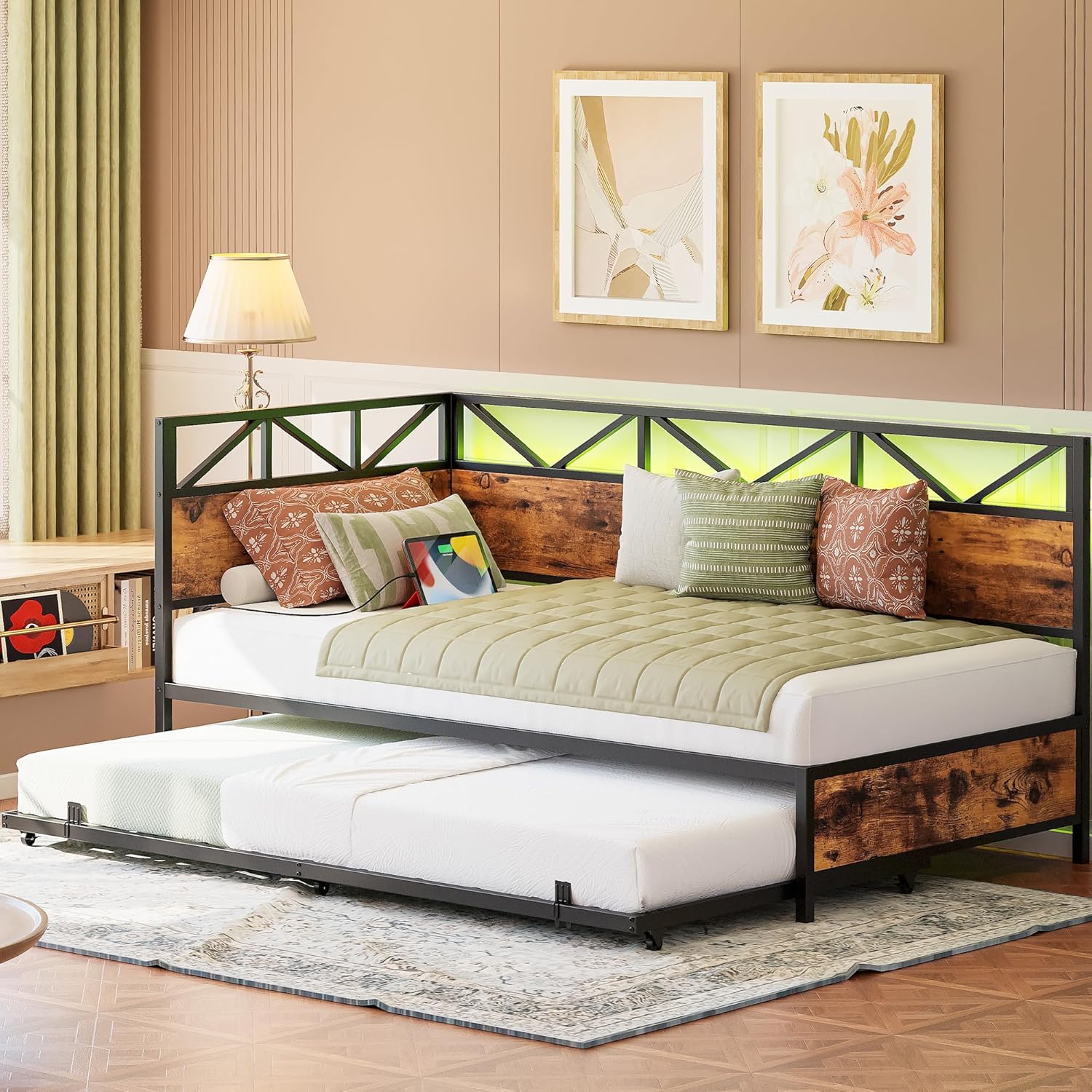 LIKIMIO 2-IN-1 Pull-Down Scroll Wheel Corner Bed