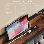 LIKIMIO Full Bed Frame, Storage Headboard with Charging Station