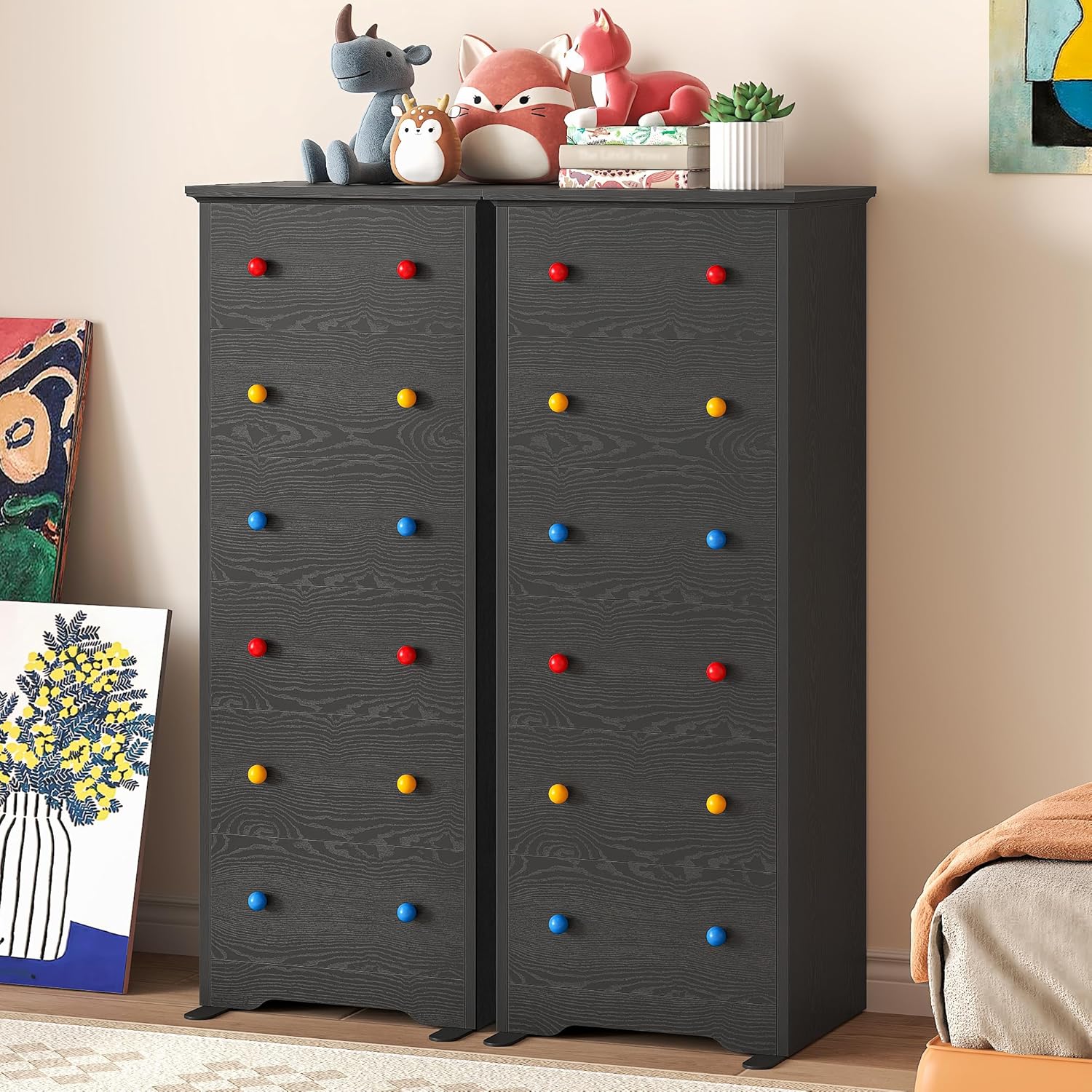 LIKIMIO Wooden 6 Drawer Tallboy (51.5")