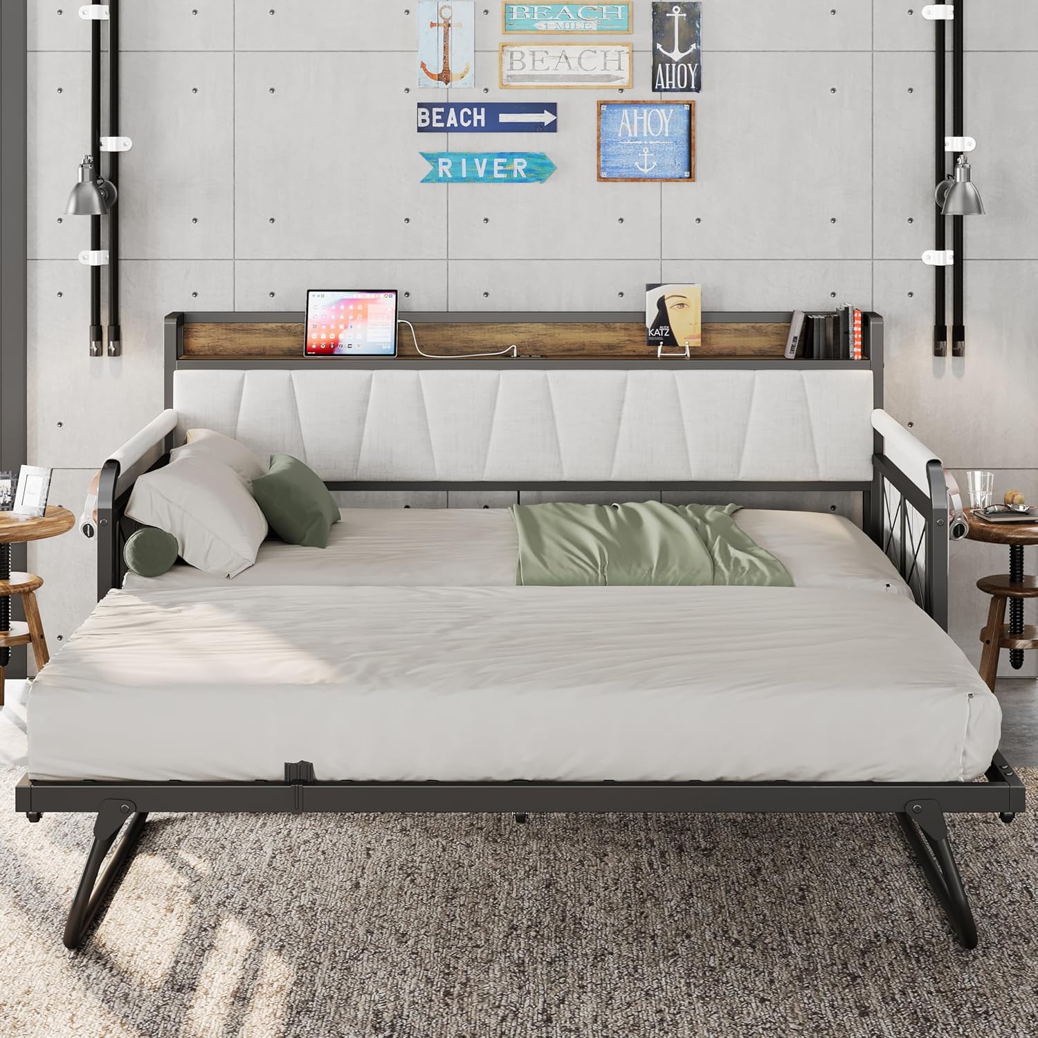 LIKIMIO Storage Trundle Sofa Bed