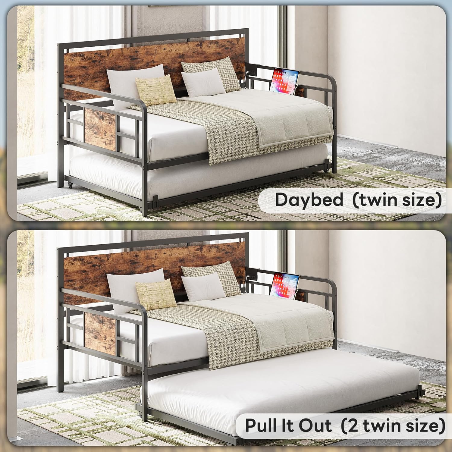 LIKIMIO Retro Pull-Down Sofa Bed