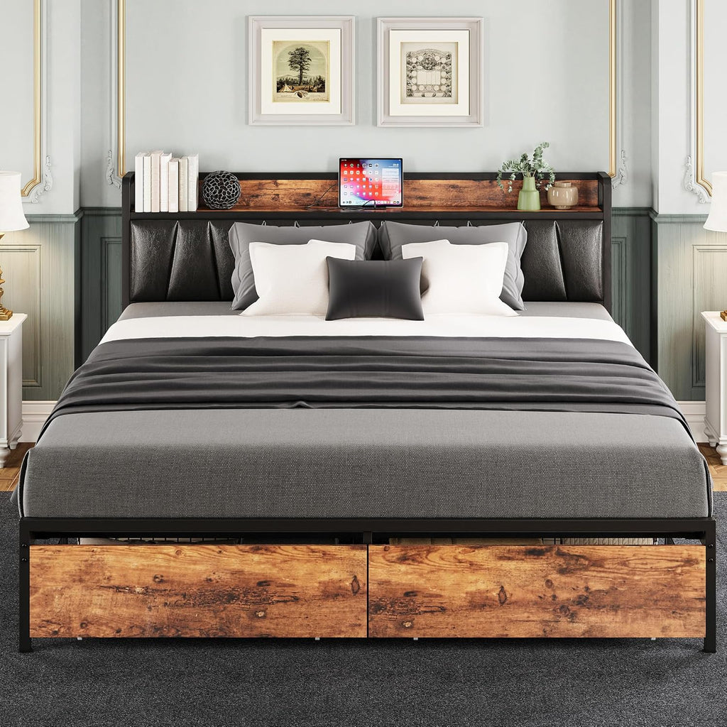 LIKIMIO Charging Storage Bed Frame