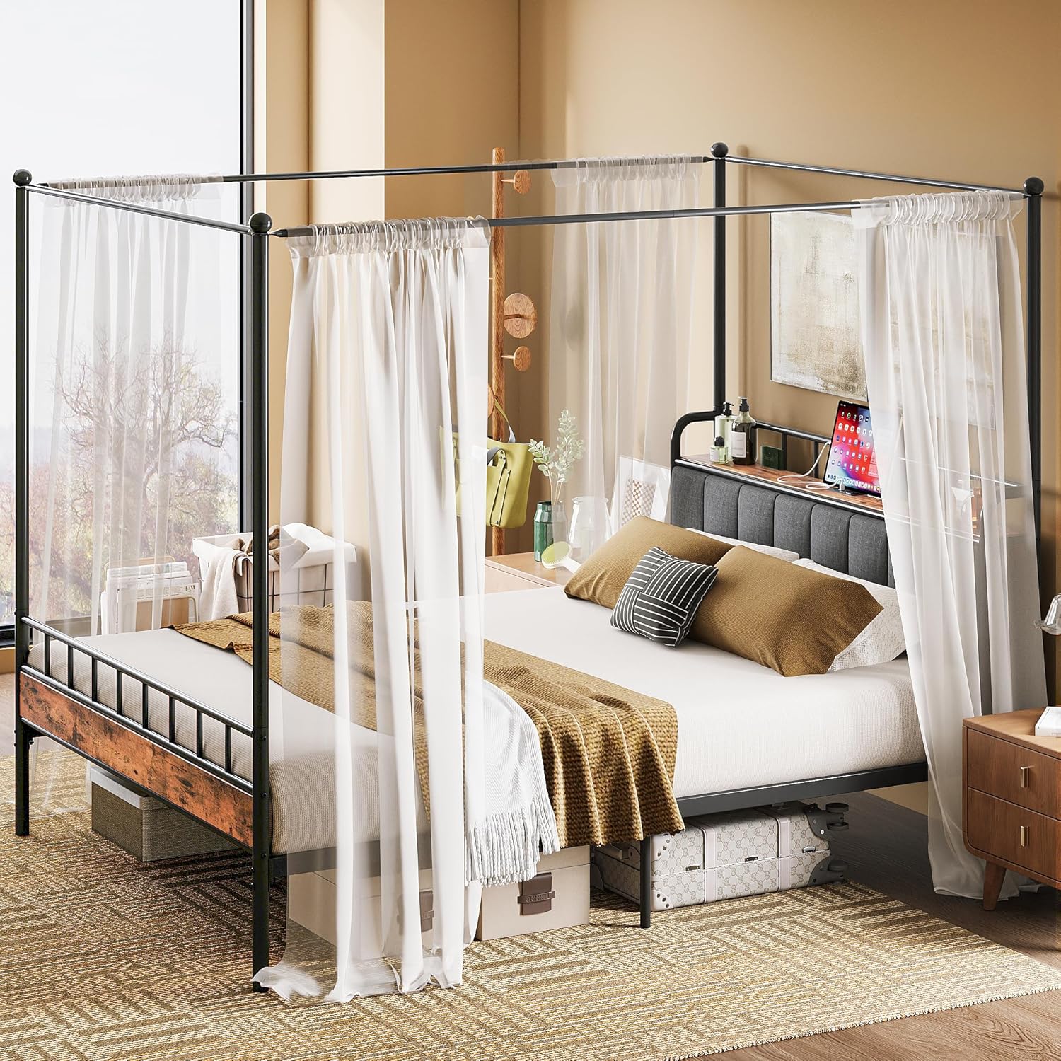Convertible Canopy Bed with Storage & Charging | LIKIMIO – Likimio