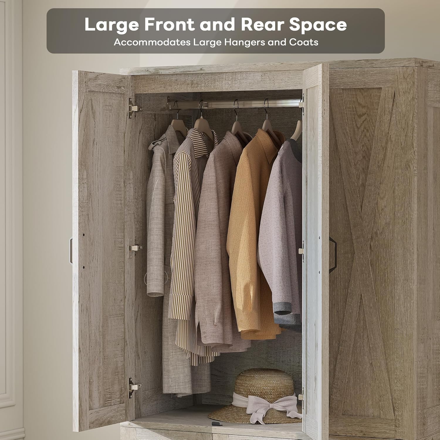 LIKIMIO X-Shaped Barn Door Closet（38”）