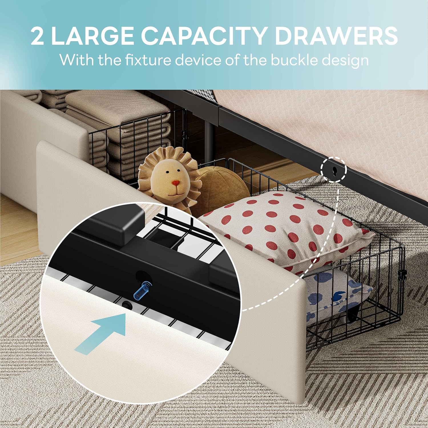 LIKIMIO Single Bed Frame with Storage