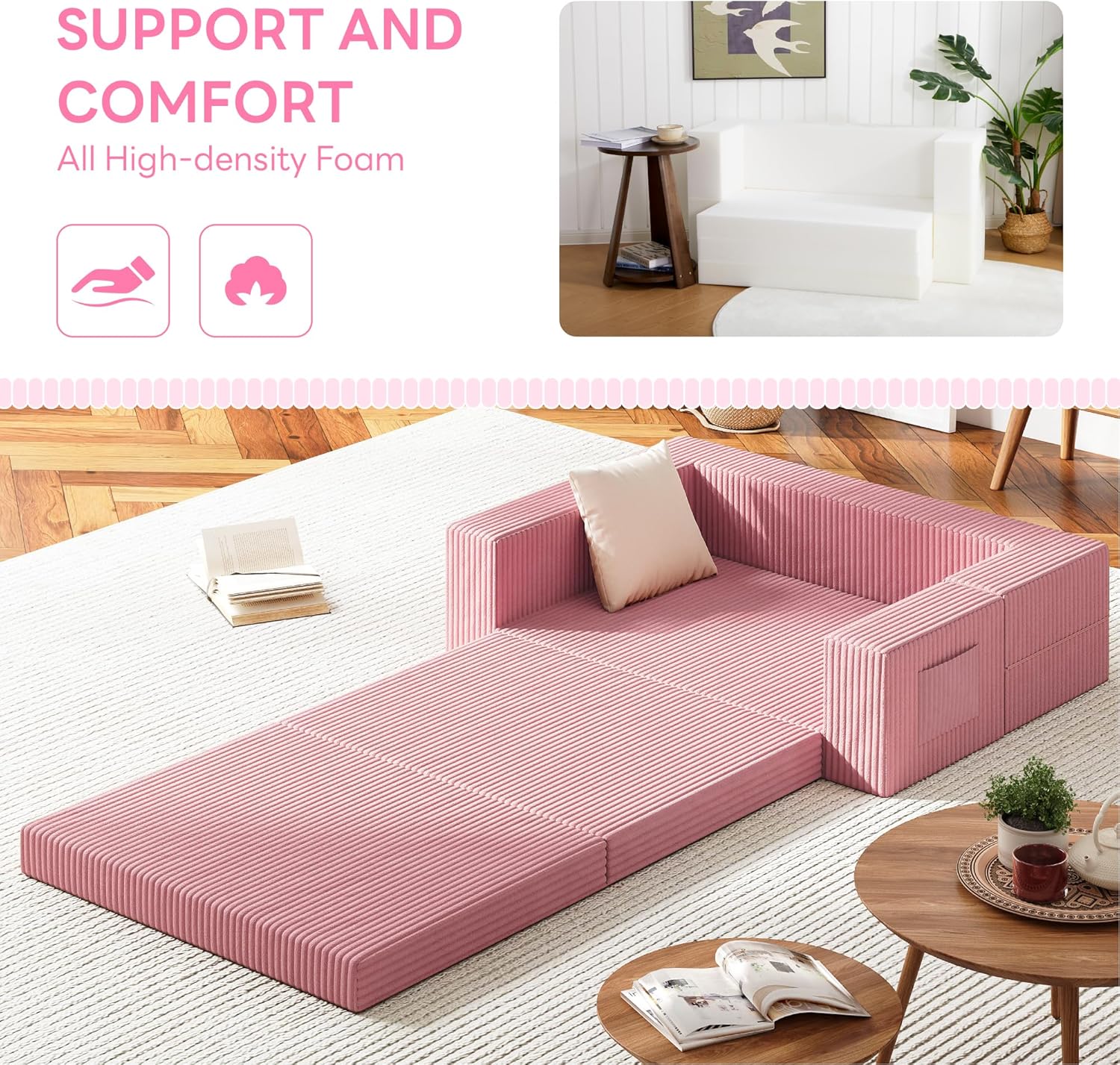 LIKIMIO Folding 3-in-1 Sofa Bed & Marrtess