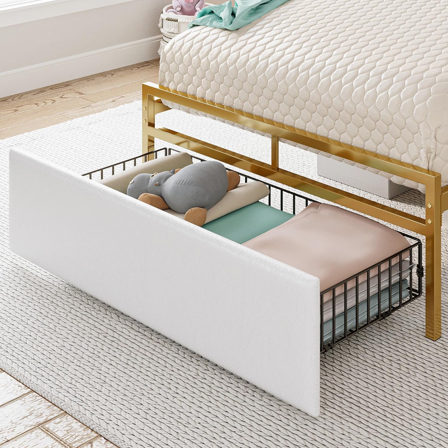 LIKIMIO Armrests Headboard & RGB Light Bed Frame