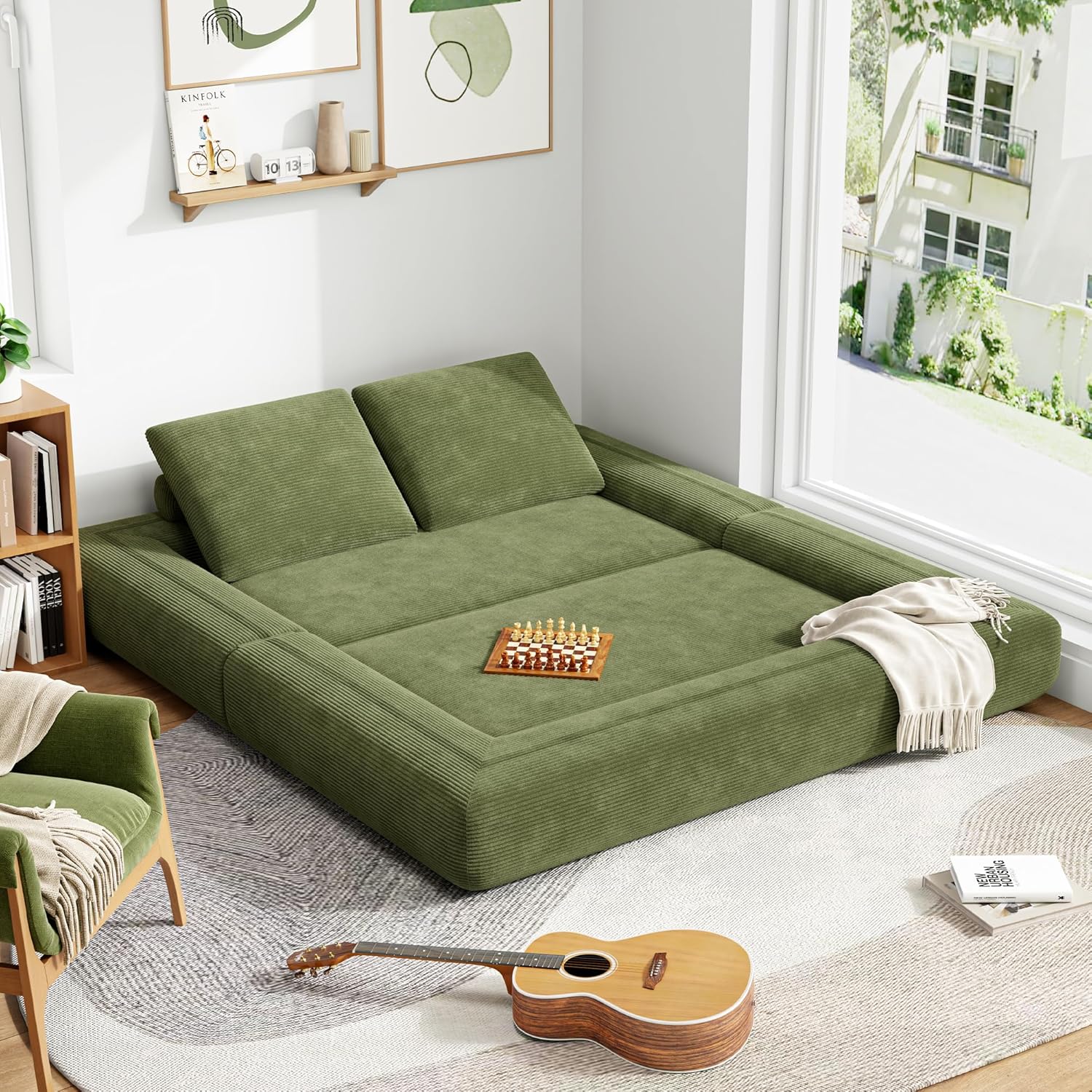 LIKIMIO 3-in-1 Convertible Sofa Bed & Foldable Mattress