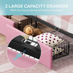 LIKIMIO Twin Bed Frame with Charging Station & LED Lights, Pink