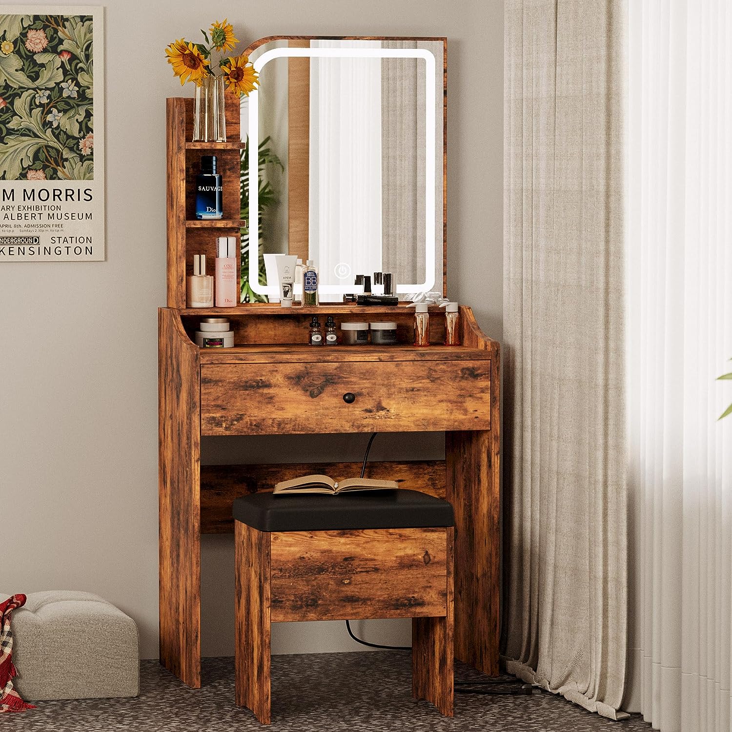 Rustic makeup best sale vanity with lights