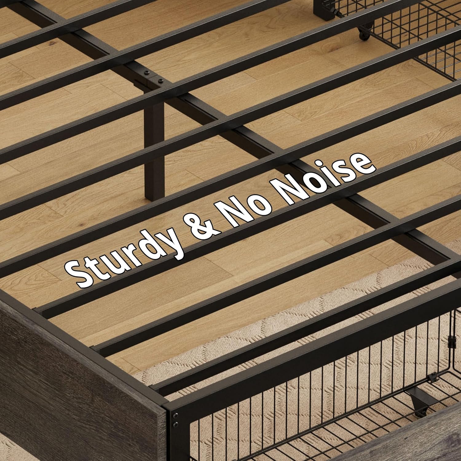 LIKIMIO Metal Bed Frame with Storage