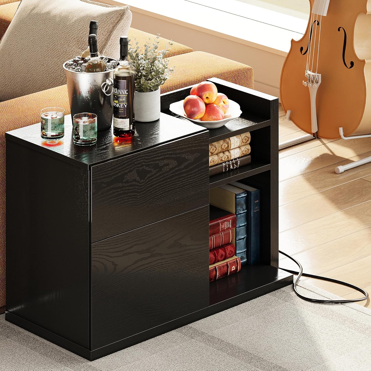 LIKIMIO Wooden Charging Station Nightstand