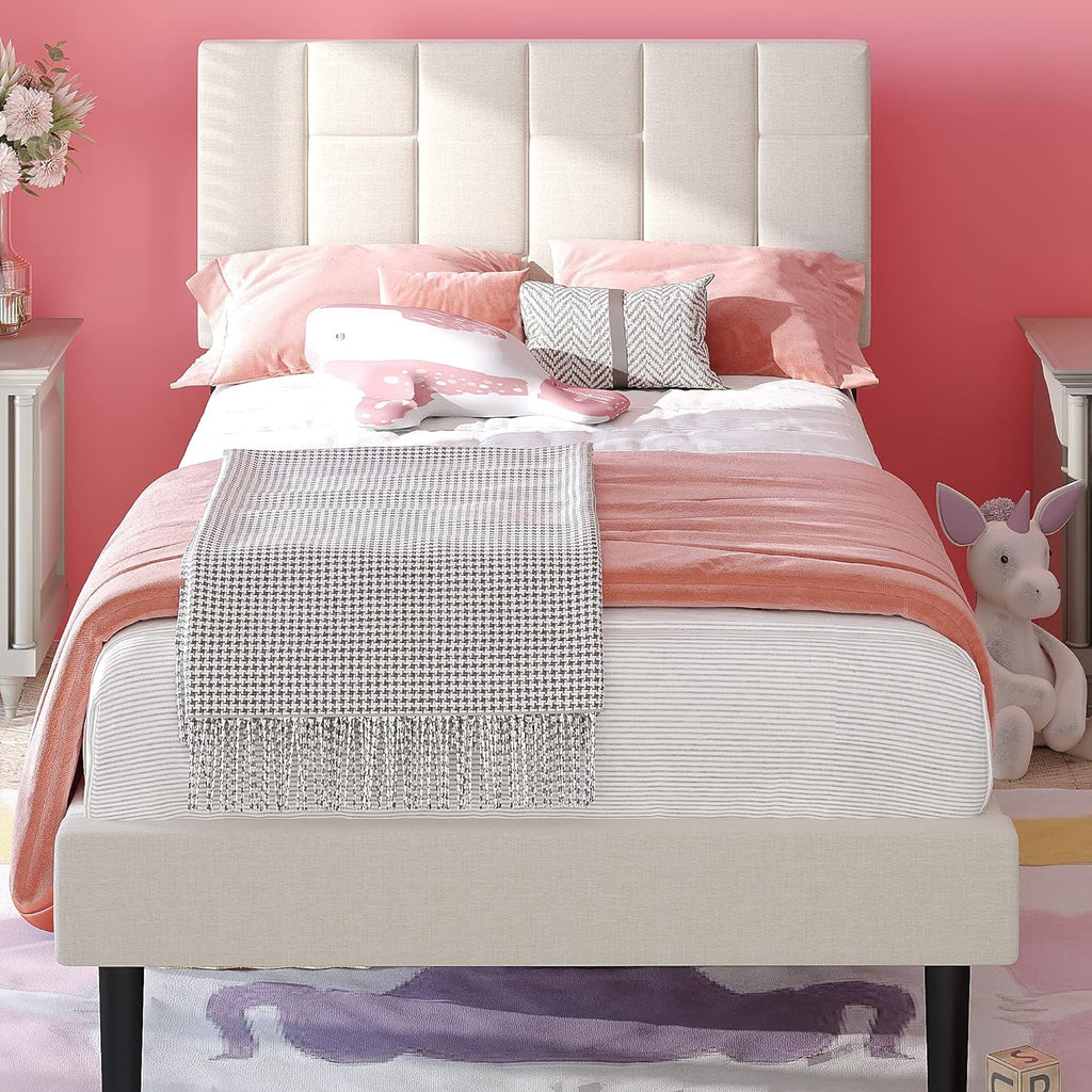 Twin Size Upholstered Platform Bed Frame