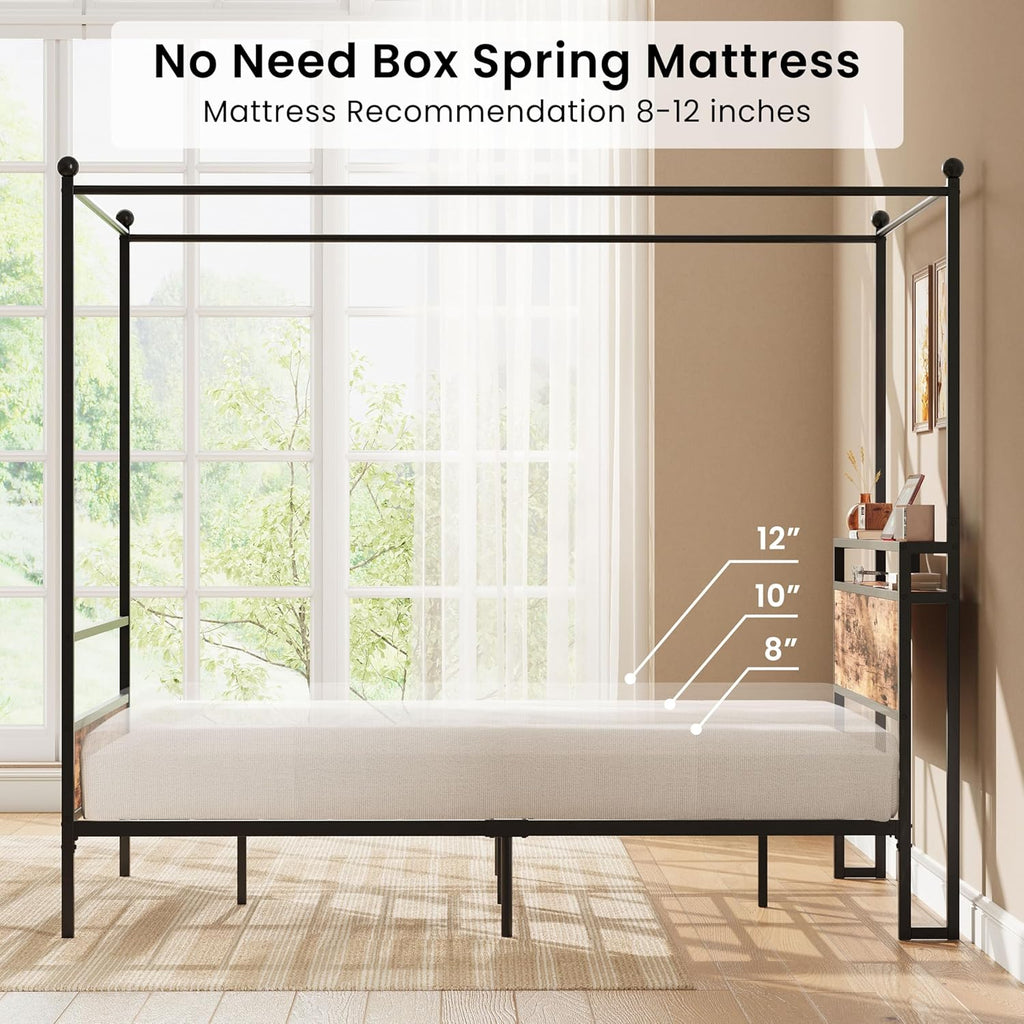 LIKIMIO Multifunctional Four-Post Bed Frame