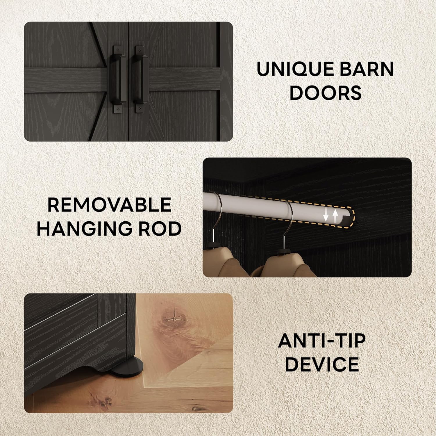 LIKIMIO Armoire Freestanding Wooden Closet Set（70"）