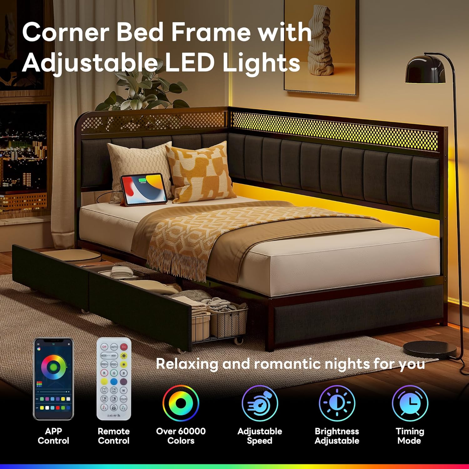 LIKIMIO Leather Corner Bed