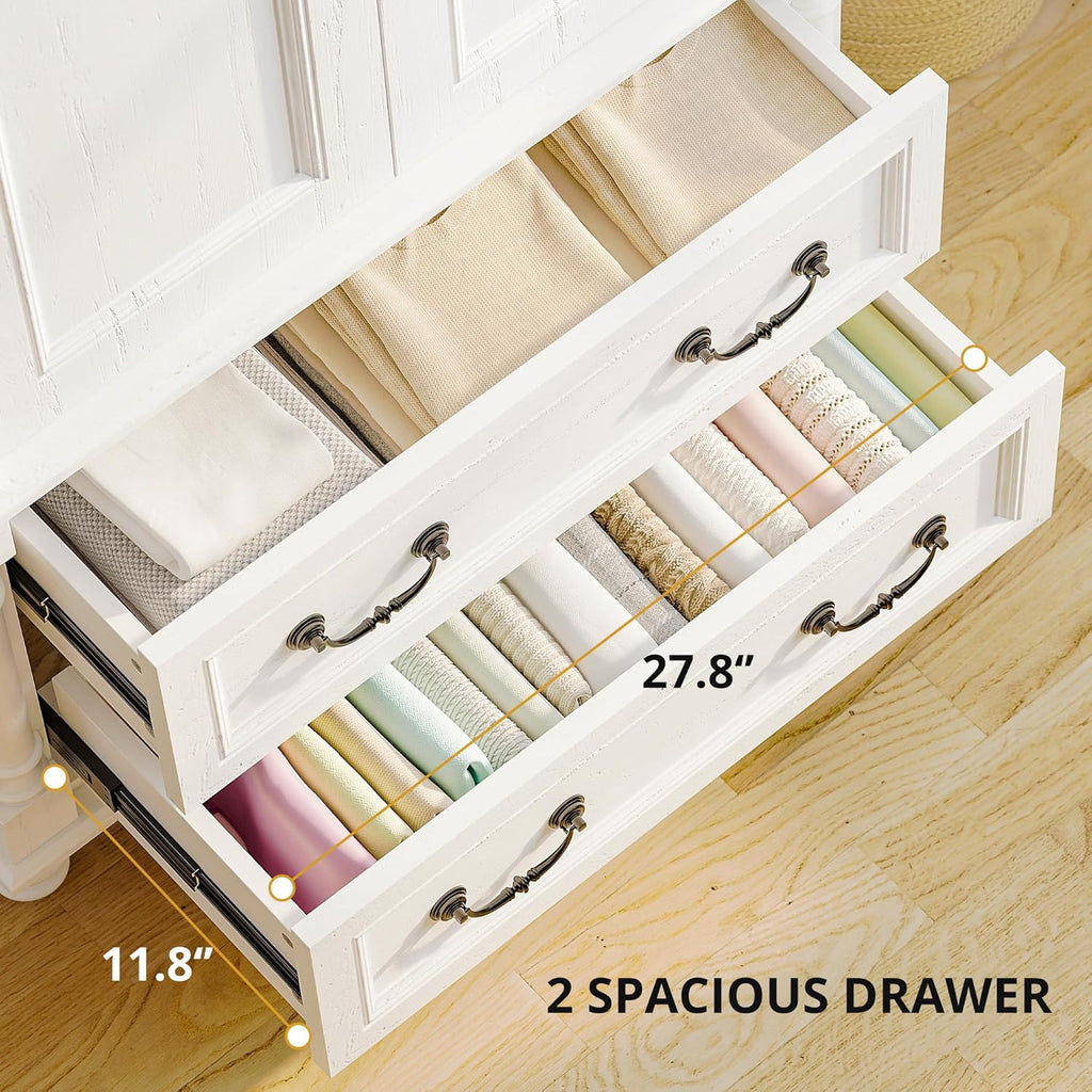 LIKIMIO Farmhouse Style Roman Column Wooden Wardrobe (70")