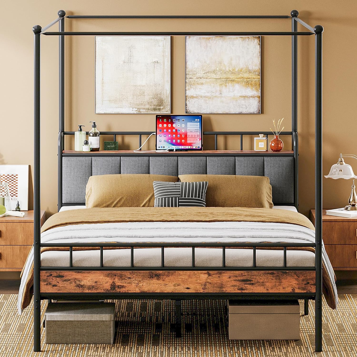 LIKIMIO Canopy Bed Frame