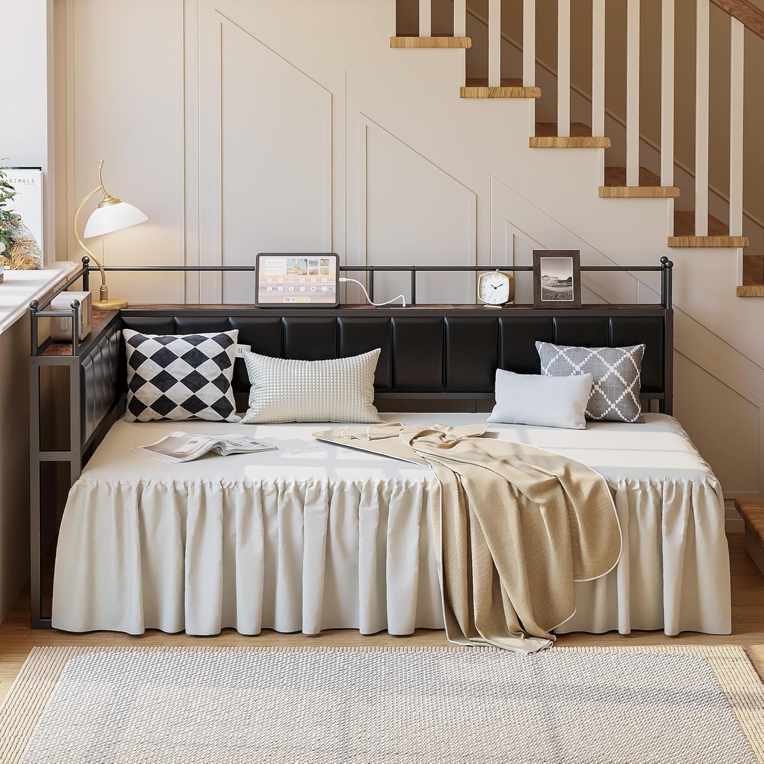 LIKIMIO L-Shaped Trundle Corner Bed