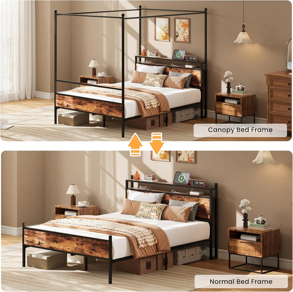 LIKIMIO Multifunctional Four-Post Bed Frame