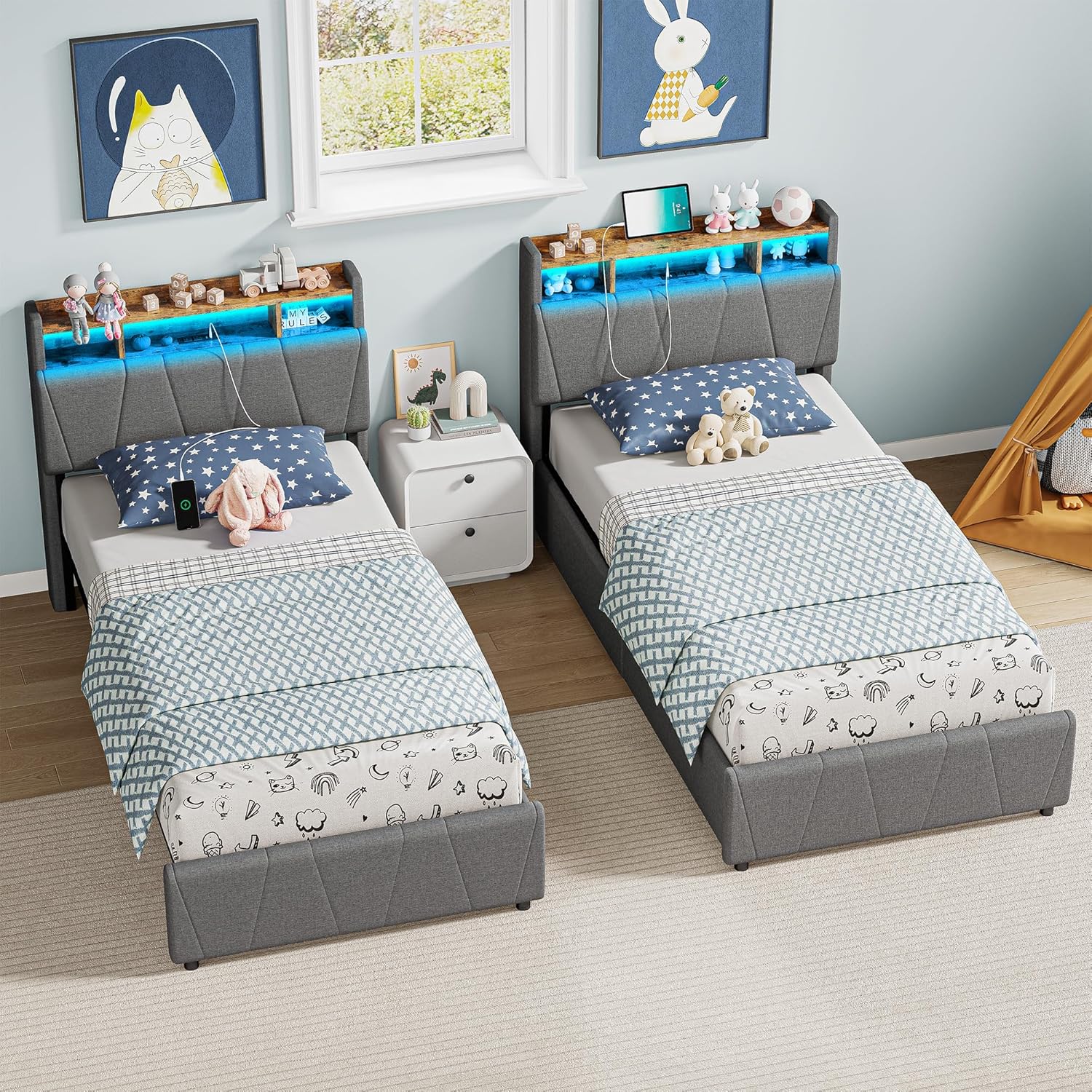 LIKIMIO Single Bed Frame with Storage