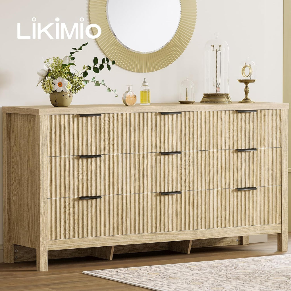 LIKIMIO 9-Drawer Wooden Drawer Dresser (59”)