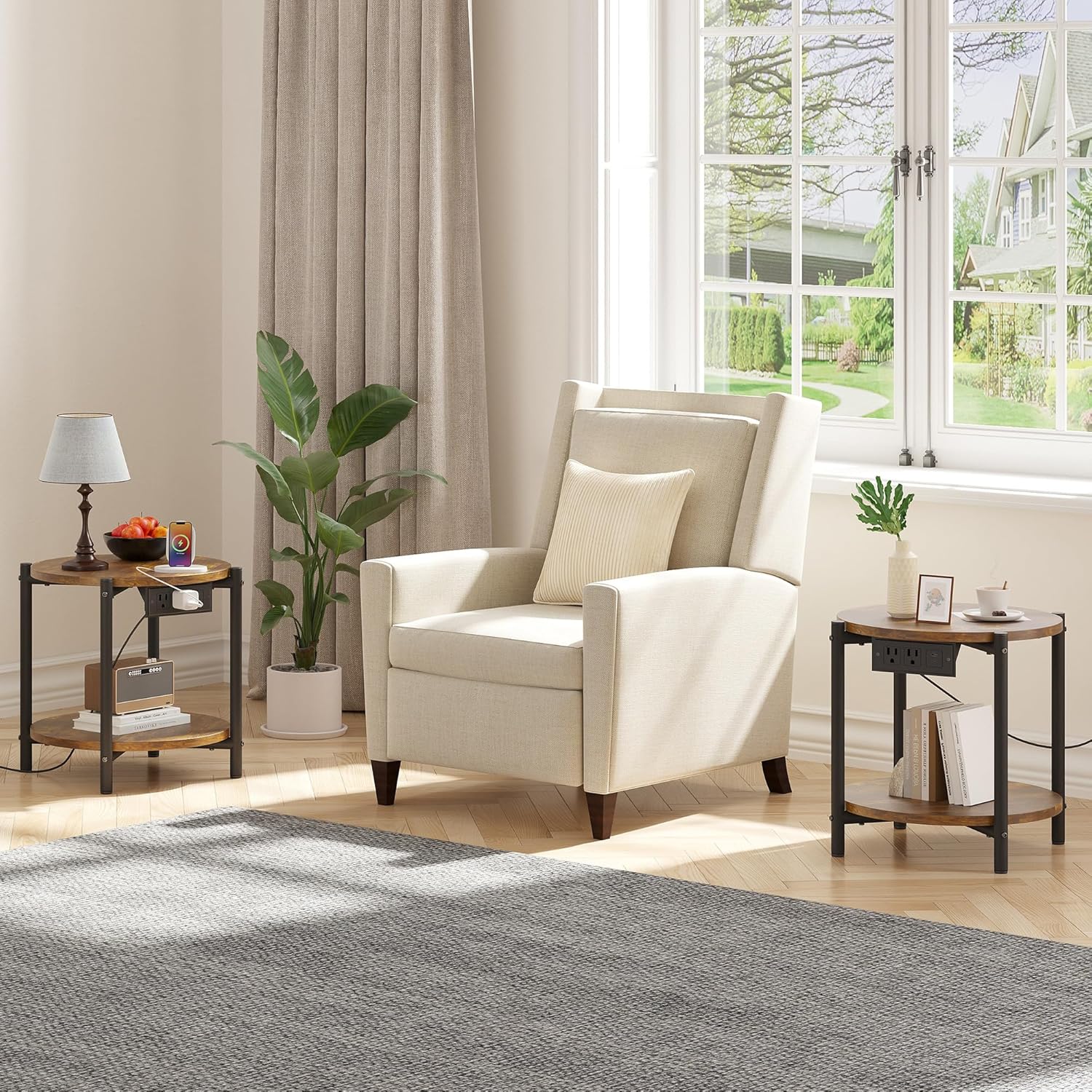 LIKIMIO 2-Tier Round End Table （15.8“）